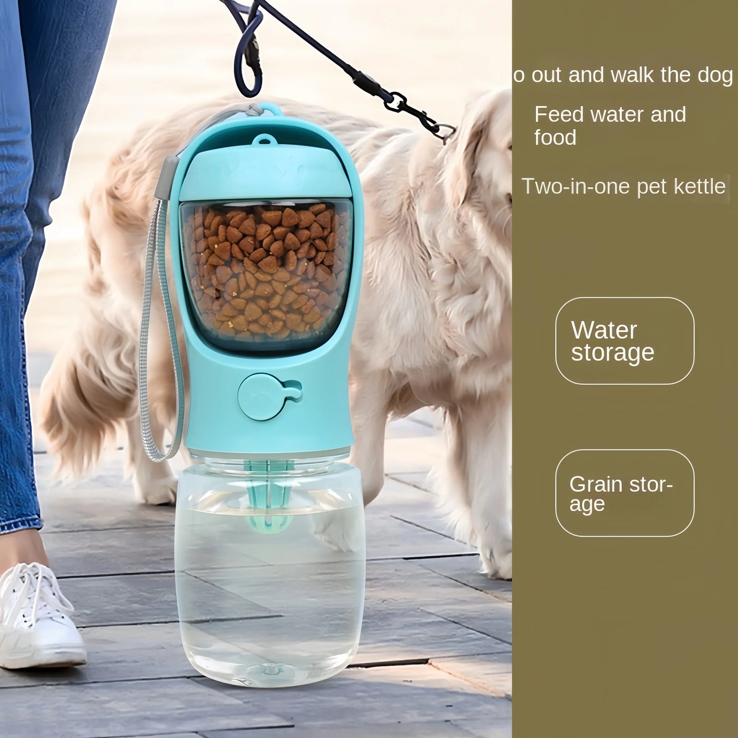 2 in 1 🐶🐱 Portable Water & Food Bottle 💧🍖 Leak-Proof Travel Essential for Pets 2026 🐾✨
