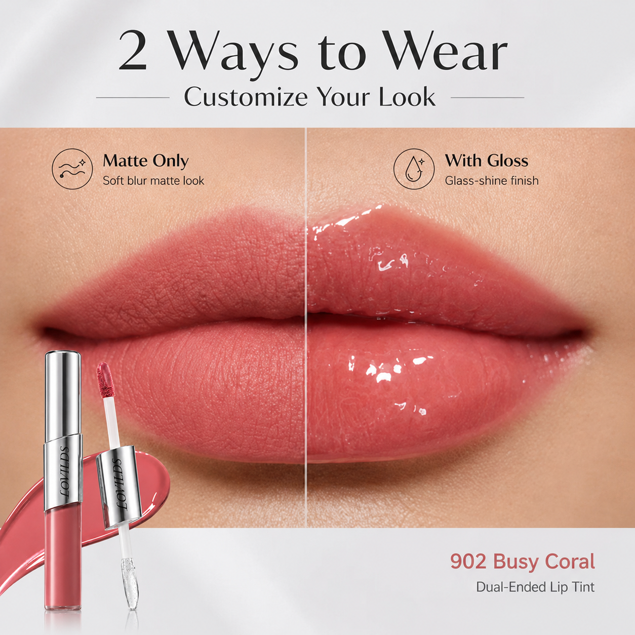 LOVILDS — Dual-Ended Liquid Lipstick with Velvet Matte Color and Glossy Shine
