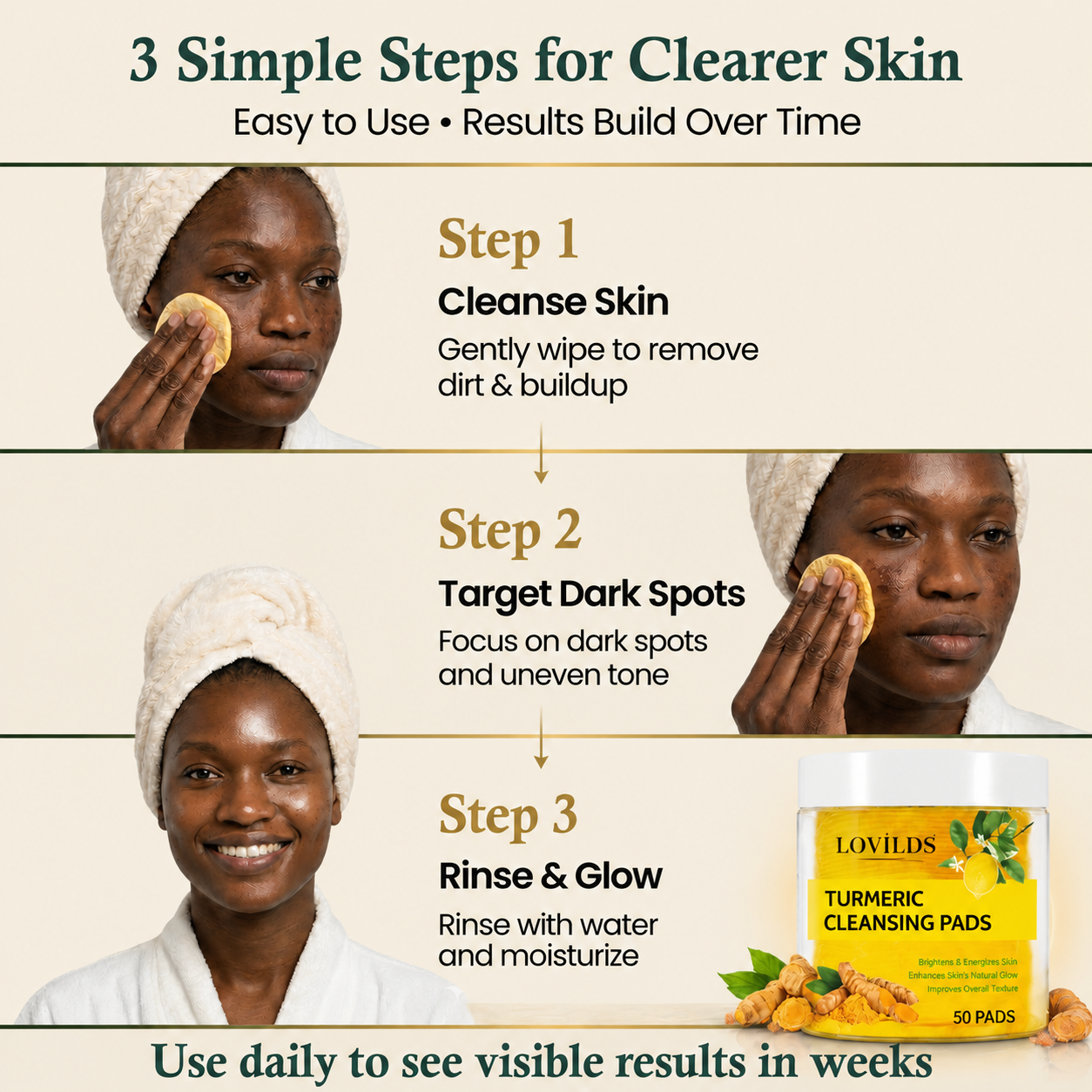 LOVILDS Turmeric Kojic Acid Cleansing Pads